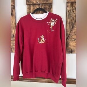 Vintage Top Stitch by Morning Sun Cat Sweatshirt Fall Birds Leaves Women’s XL